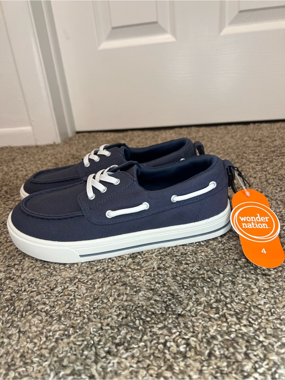 wonder nation Navy and White boys Moccasin-Style Canvas Sneakers